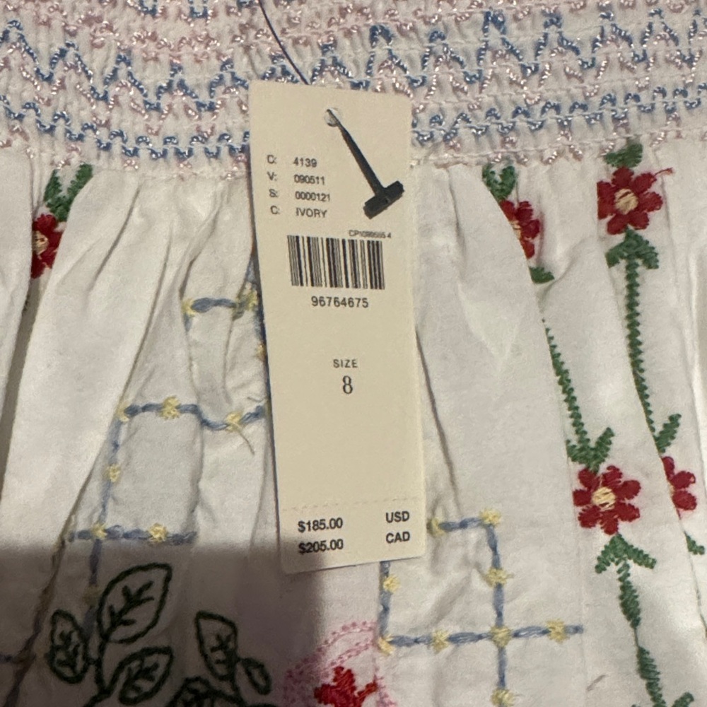Ivory Floral Embroidered Mini Dress